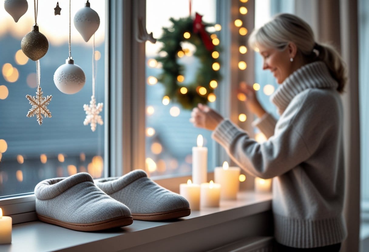 Saadan skaber du den perfekte julestemning med hyggelige juleslippers og smuk julepynt til vinduet